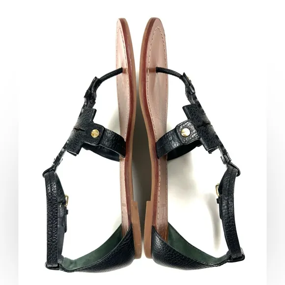 Tory Burch Phoebe Flat Thong Black Leather Sandals