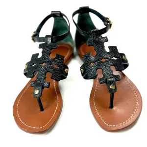 Tory Burch Phoebe Flat Thong Black Leather Sandals