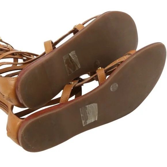 Tory Burch Reggie Gladiator Flat Sandals Brown Leather Croc Embossed 7.5