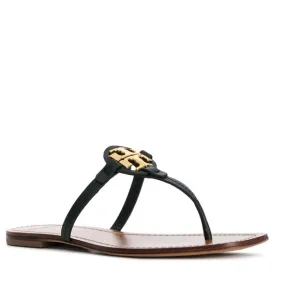 Tory Burch Sandals / Tory BurchT-medallion flat sandals size 7 Gold and Black