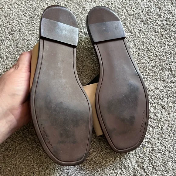 Tory Burch Selby Toe Ring Slides Womens Size 10 Leather Flat Sandals