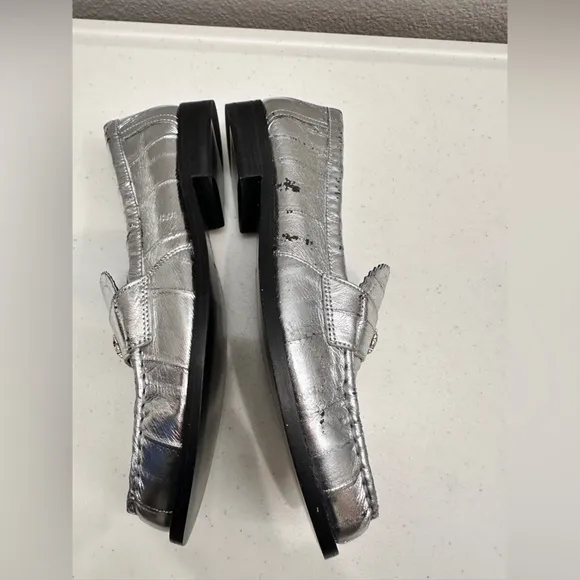 Tory Burch Silver Sz 7/8 Loafer Casual