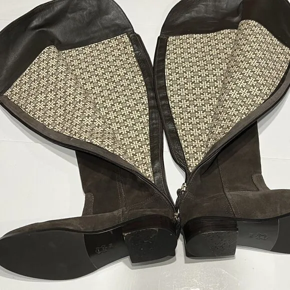 Tory Burch Simone Over The Knee Boots Womens Size 7M Cafe 259 Brown Suede