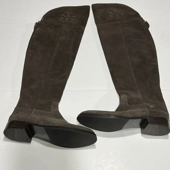 Tory Burch Simone Over The Knee Boots Womens Size 7M Cafe 259 Brown Suede