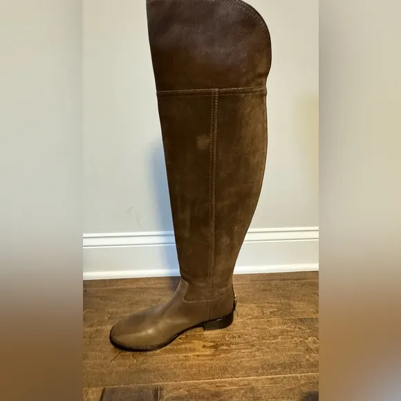 Tory Burch Simone  Over The Knee Cafe Brown Suede Boots size 8.5M