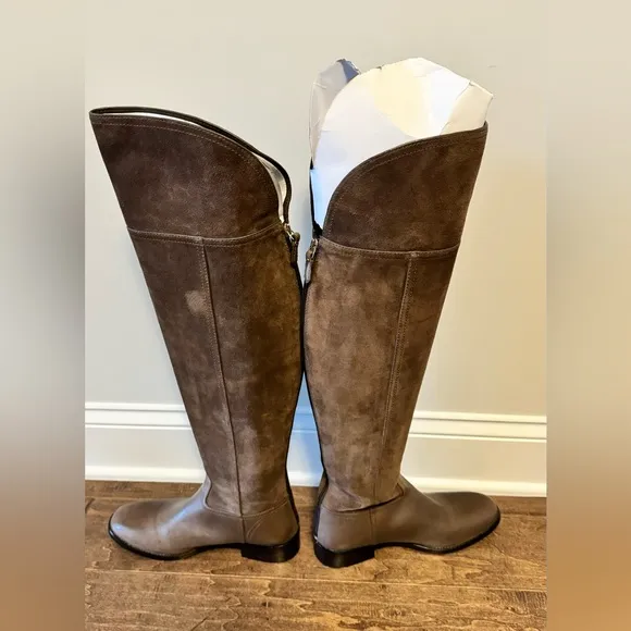 Tory Burch Simone  Over The Knee Cafe Brown Suede Boots size 8.5M