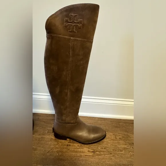 Tory Burch Simone  Over The Knee Cafe Brown Suede Boots size 8.5M