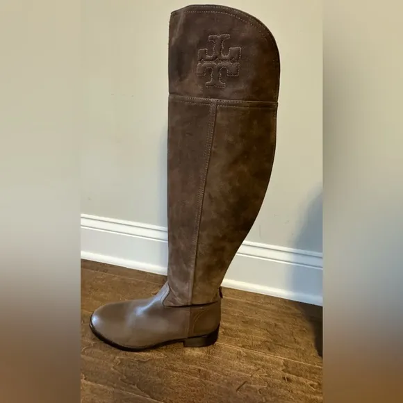 Tory Burch Simone  Over The Knee Cafe Brown Suede Boots size 8.5M