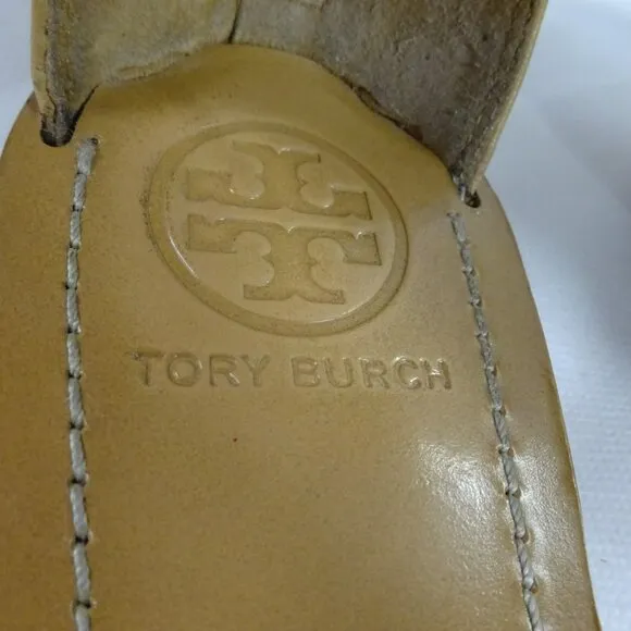 Tory Burch Size 10 Leather Sandals Toe &amp; Ankle Straps Zip Up Ankle Back