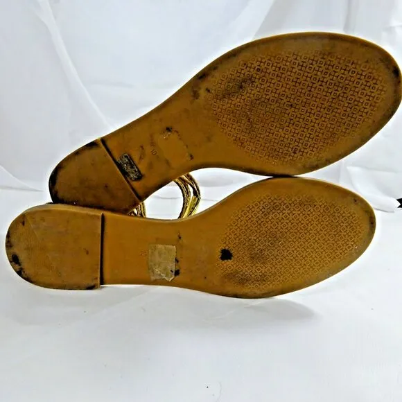 Tory Burch Size 10 Leather Sandals Toe &amp; Ankle Straps Zip Up Ankle Back