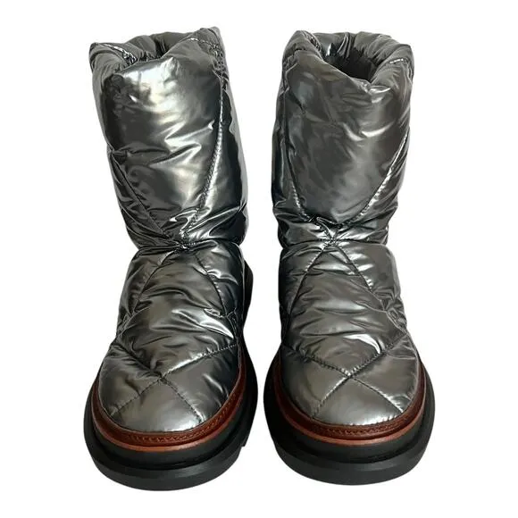 Tory Burch Sleeping Bag Quilted Puffy Platform Sliver Boots Size 10.5M