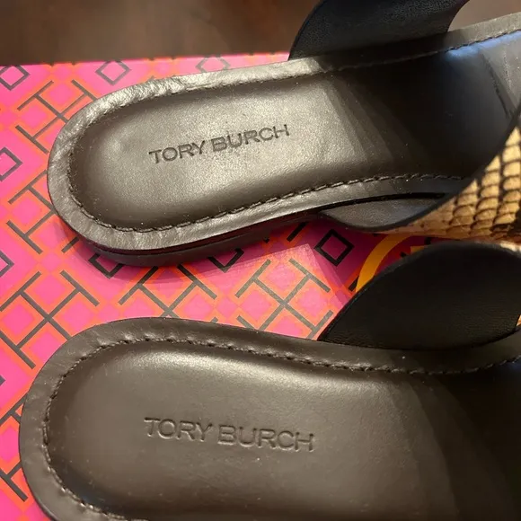 Tory Burch Snakeskin Flat Sandals