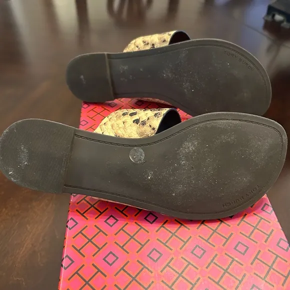 Tory Burch Snakeskin Flat Sandals