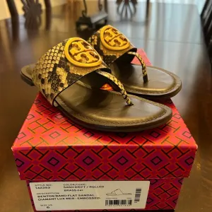 Tory Burch Snakeskin Flat Sandals