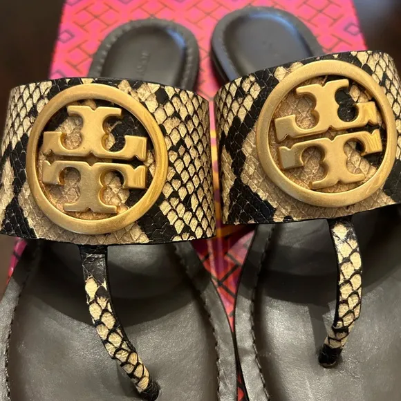 Tory Burch Snakeskin Flat Sandals