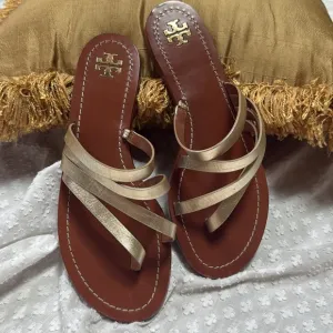 Tory Burch Spark Gold Patos Flat Sandals size 9M