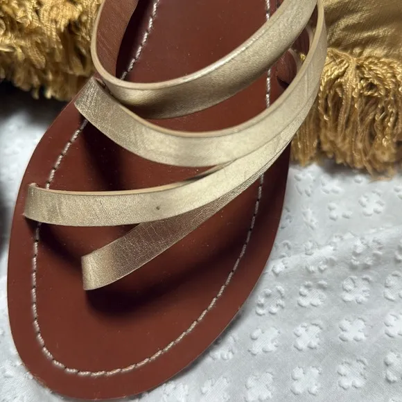 Tory Burch Spark Gold Patos Flat Sandals size 9M