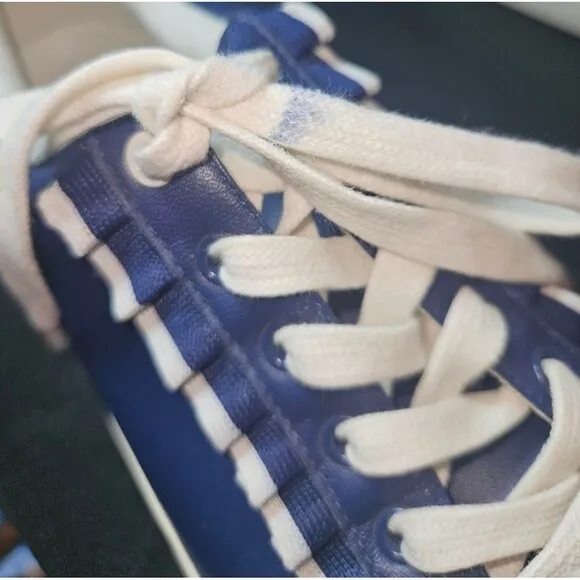Tory Burch Sport Ruffle Navy Blue Lace-up Sneakers Size 8.5