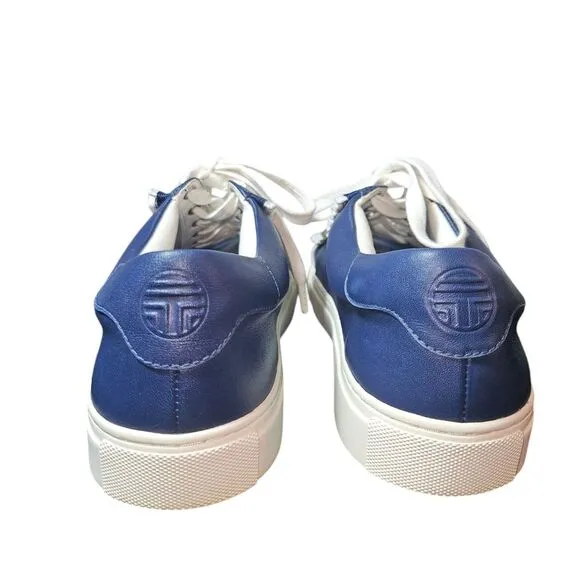 Tory Burch Sport Ruffle Navy Blue Lace-up Sneakers Size 8.5