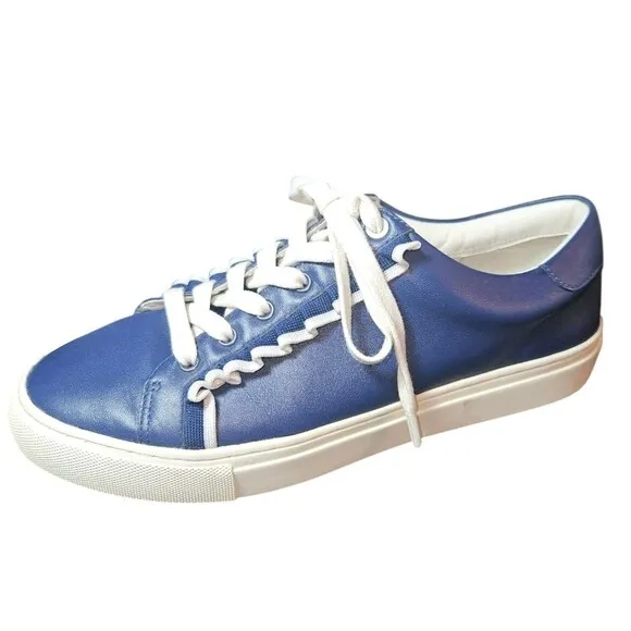 Tory Burch Sport Ruffle Navy Blue Lace-up Sneakers Size 8.5