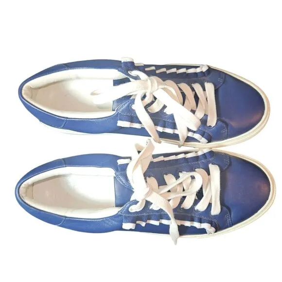 Tory Burch Sport Ruffle Navy Blue Lace-up Sneakers Size 8.5