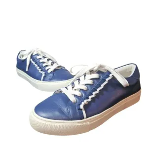 Tory Burch Sport Ruffle Navy Blue Lace-up Sneakers Size 8.5