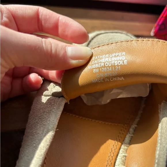 Tory Burch Taupe Suede Loafer Mule Flats Gold Logo Size 8
