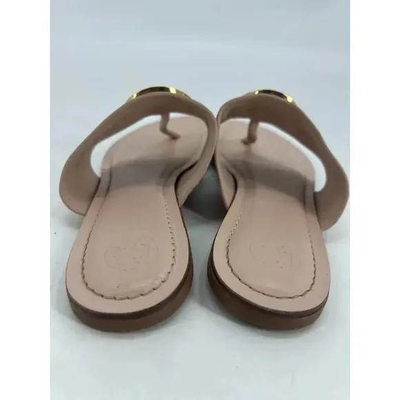 Tory Burch Womens Benton Band Beige Leather Flat Thong Sandals Size 5.5 M