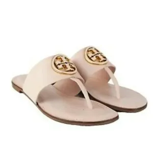 Tory Burch Womens Benton Band Beige Leather Flat Thong Sandals Size 5.5 M