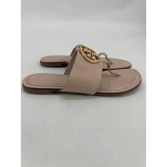 Tory Burch Womens Benton Band Beige Leather Flat Thong Sandals Size 5.5 M