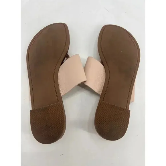 Tory Burch Womens Benton Band Beige Leather Flat Thong Sandals Size 5.5 M