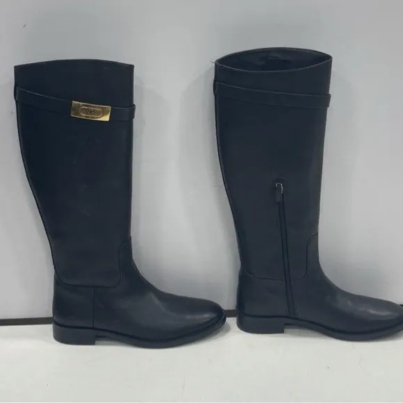 Tory Burch, Women's Black Leather Riding Boots Size 9