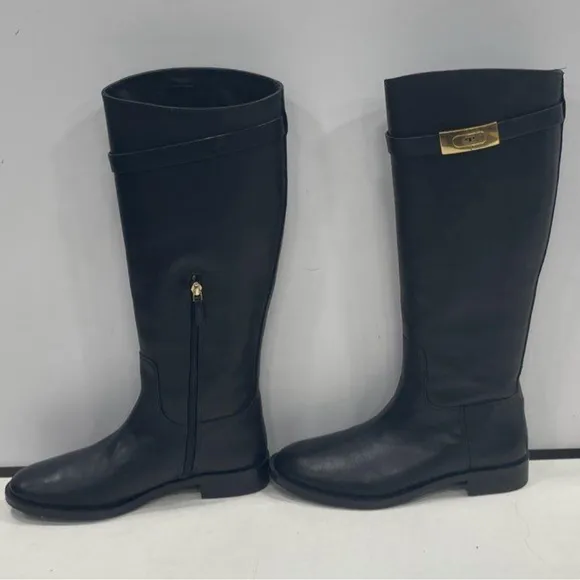 Tory Burch, Women's Black Leather Riding Boots Size 9