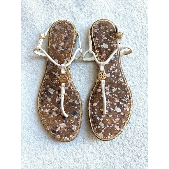 Tory Burch Women's Emmy T-Strap Flat Sandals 8.5M