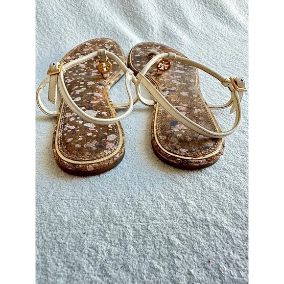 Tory Burch Women's Emmy T-Strap Flat Sandals 8.5M