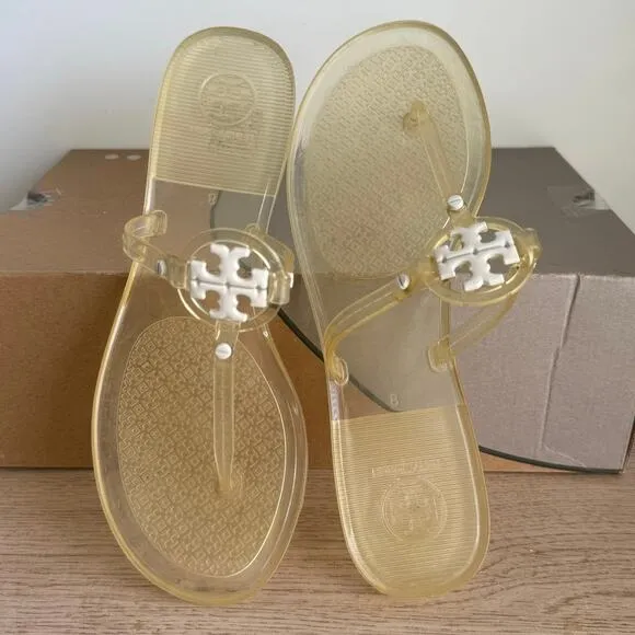 Tory Burch Women’s Mini Miller Yellow Flat Thong Jelly Sandals- SZ 8