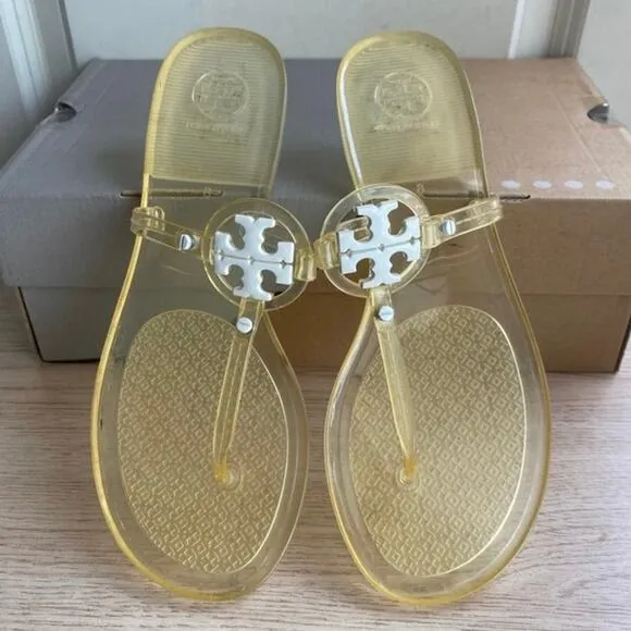Tory Burch Women’s Mini Miller Yellow Flat Thong Jelly Sandals- SZ 8