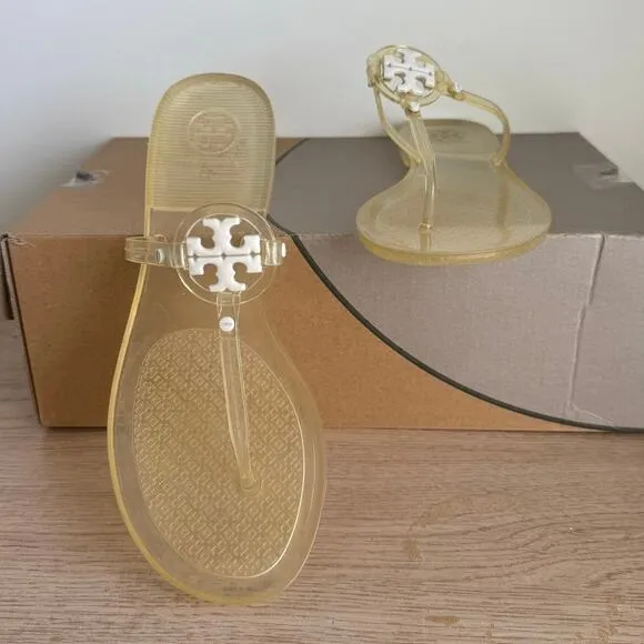 Tory Burch Women’s Mini Miller Yellow Flat Thong Jelly Sandals- SZ 8