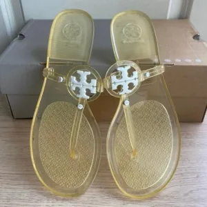 Tory Burch Women’s Mini Miller Yellow Flat Thong Jelly Sandals- SZ 8