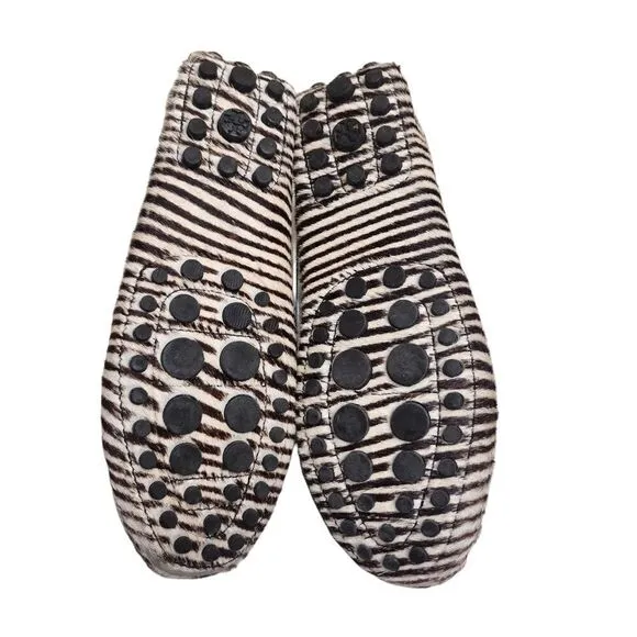 Tory Burch Women's Pony Calf Hair leather driving loafers casual animal print 8M