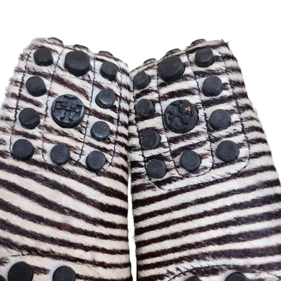 Tory Burch Women's Pony Calf Hair leather driving loafers casual animal print 8M