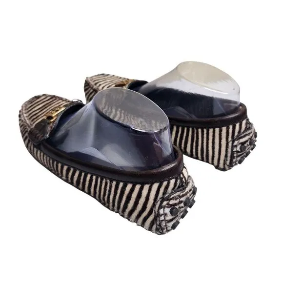 Tory Burch Women's Pony Calf Hair leather driving loafers casual animal print 8M