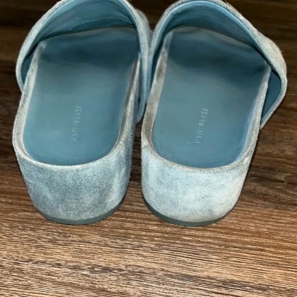 TORY BURCH WOMENS SUEDE LEATHER PATOS BLUE SLIDE PLATFORM SANDALS SIZE 8