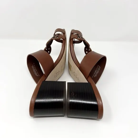 Tory Burch Women's Tiny Miller Toe Ring High Heel Sandals Burnt Cuoio Brown