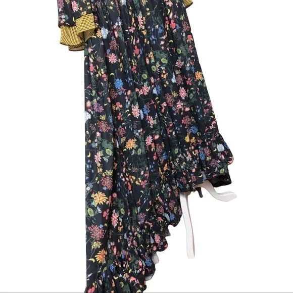 TOV Los Angeles Floral Ruffled High-Low Maxi Dress Size XL Long Sleeves