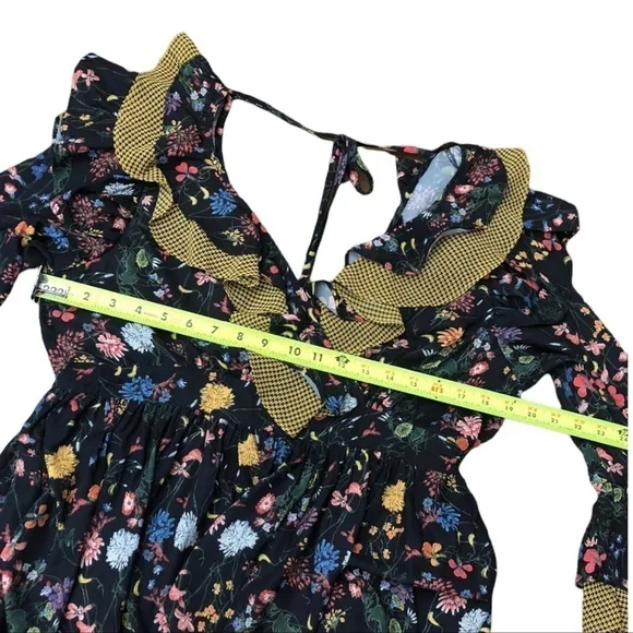 TOV Los Angeles Floral Ruffled High-Low Maxi Dress Size XL Long Sleeves