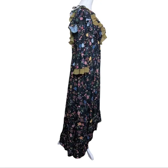 TOV Los Angeles Floral Ruffled High-Low Maxi Dress Size XL Long Sleeves