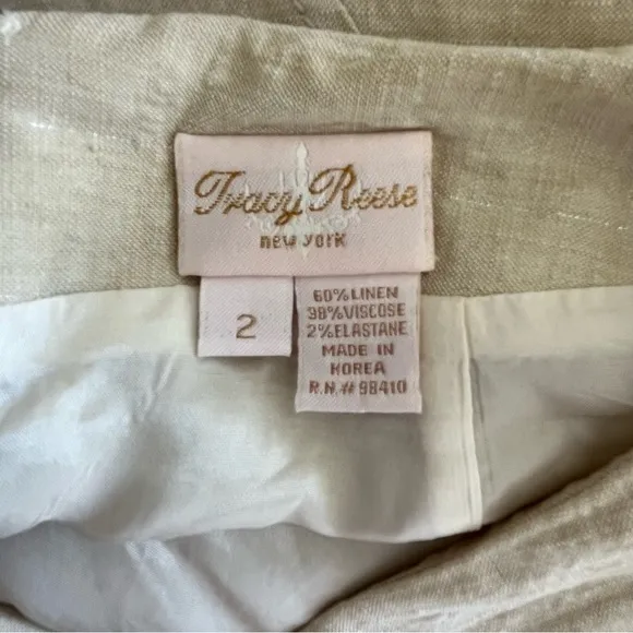 Tracy Reese Linen Blend A-Line Skirt Cream Sz 2