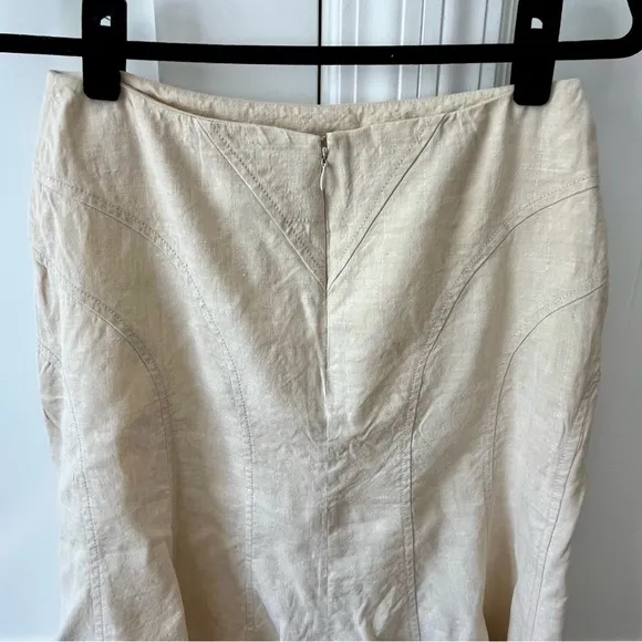 Tracy Reese Linen Blend A-Line Skirt Cream Sz 2