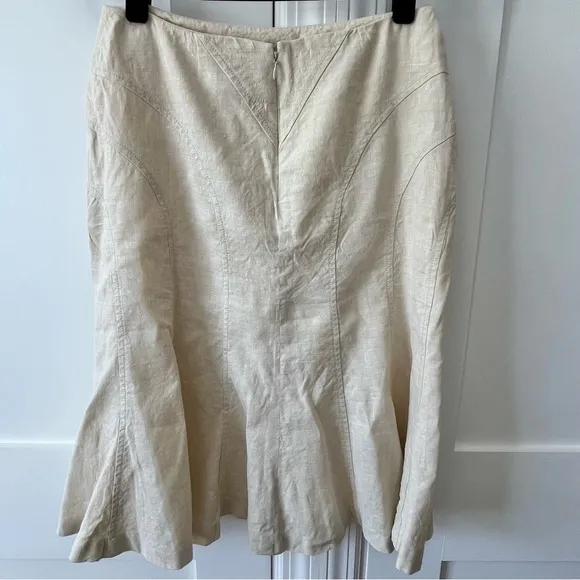 Tracy Reese Linen Blend A-Line Skirt Cream Sz 2